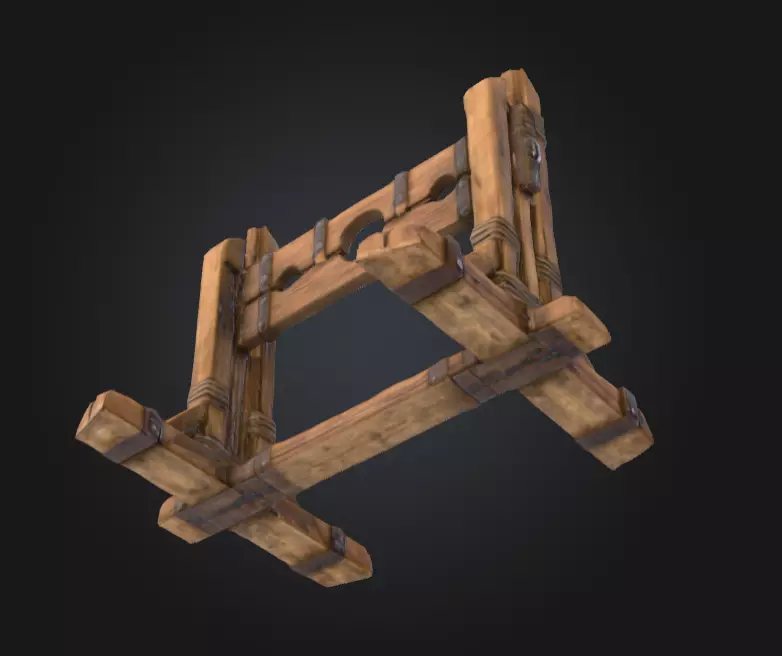 Medieval Stocks Instruments of Justice and Humiliation Low-poly 3D model_11