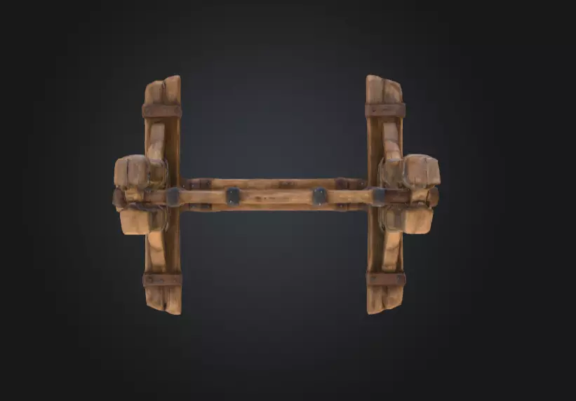 Medieval Stocks Instruments of Justice and Humiliation Low-poly 3D model_9
