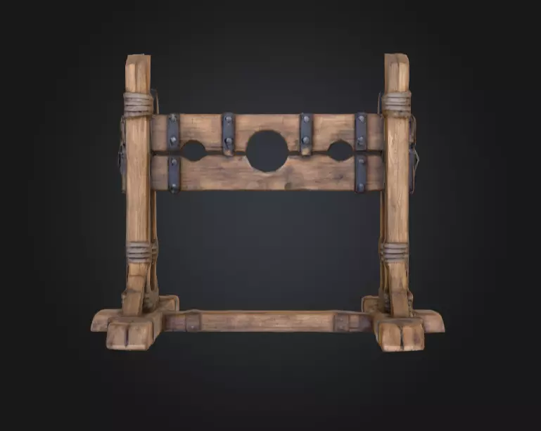 Medieval Stocks Instruments of Justice and Humiliation Low-poly 3D model_1