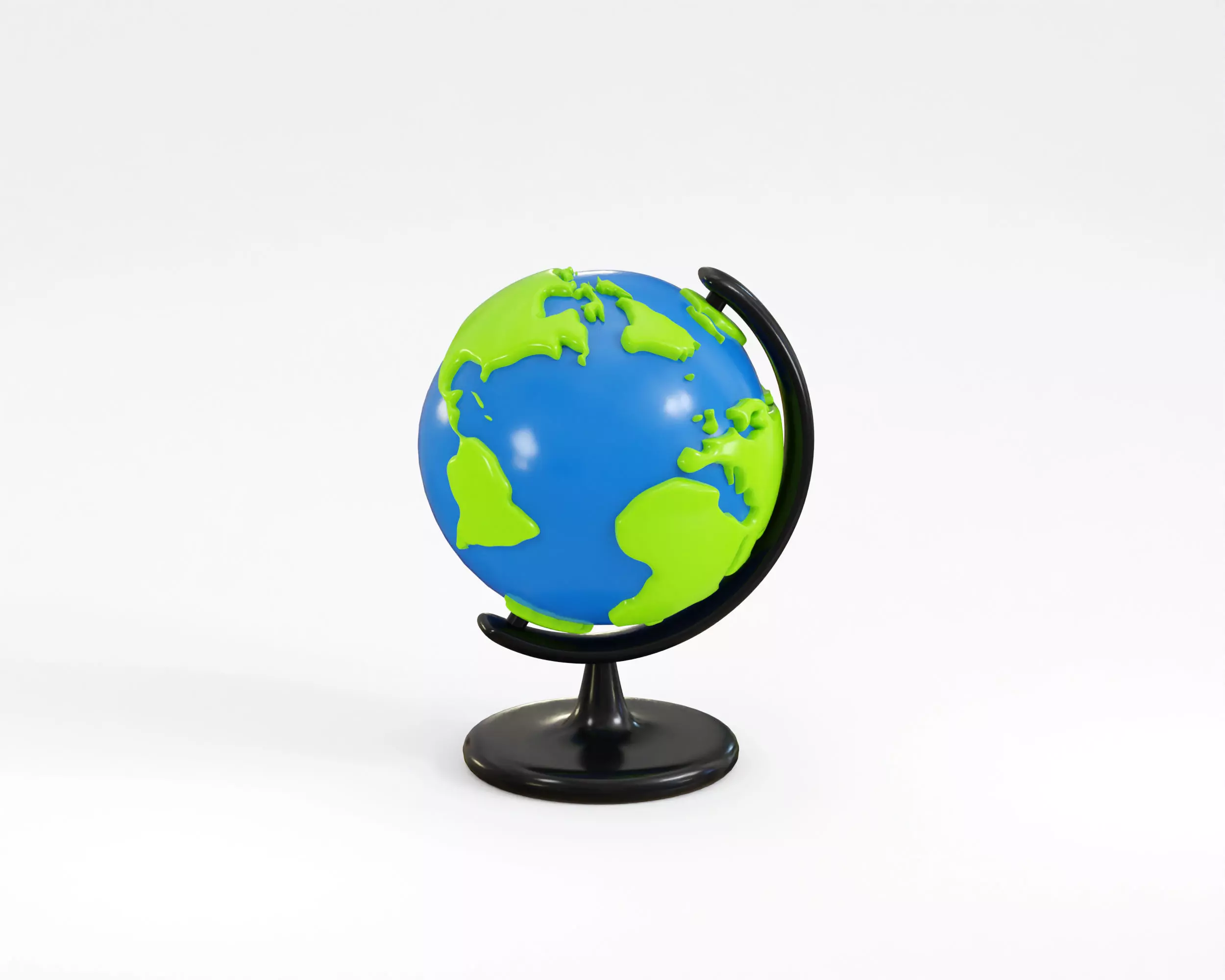 Earth Globe With Stand Low-poly 3D model_2