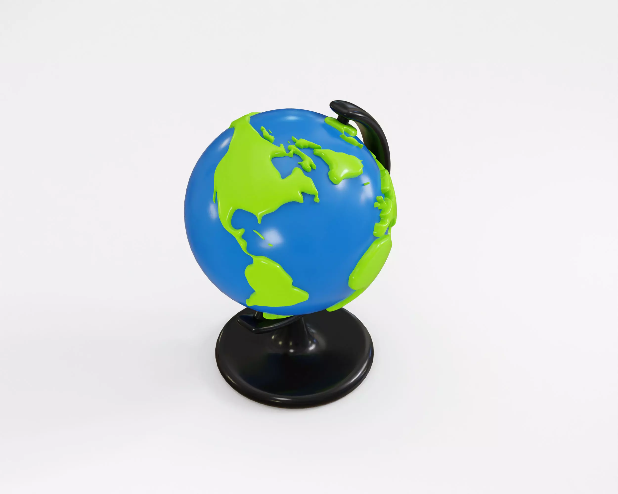 Earth Globe With Stand Low-poly 3D model_5