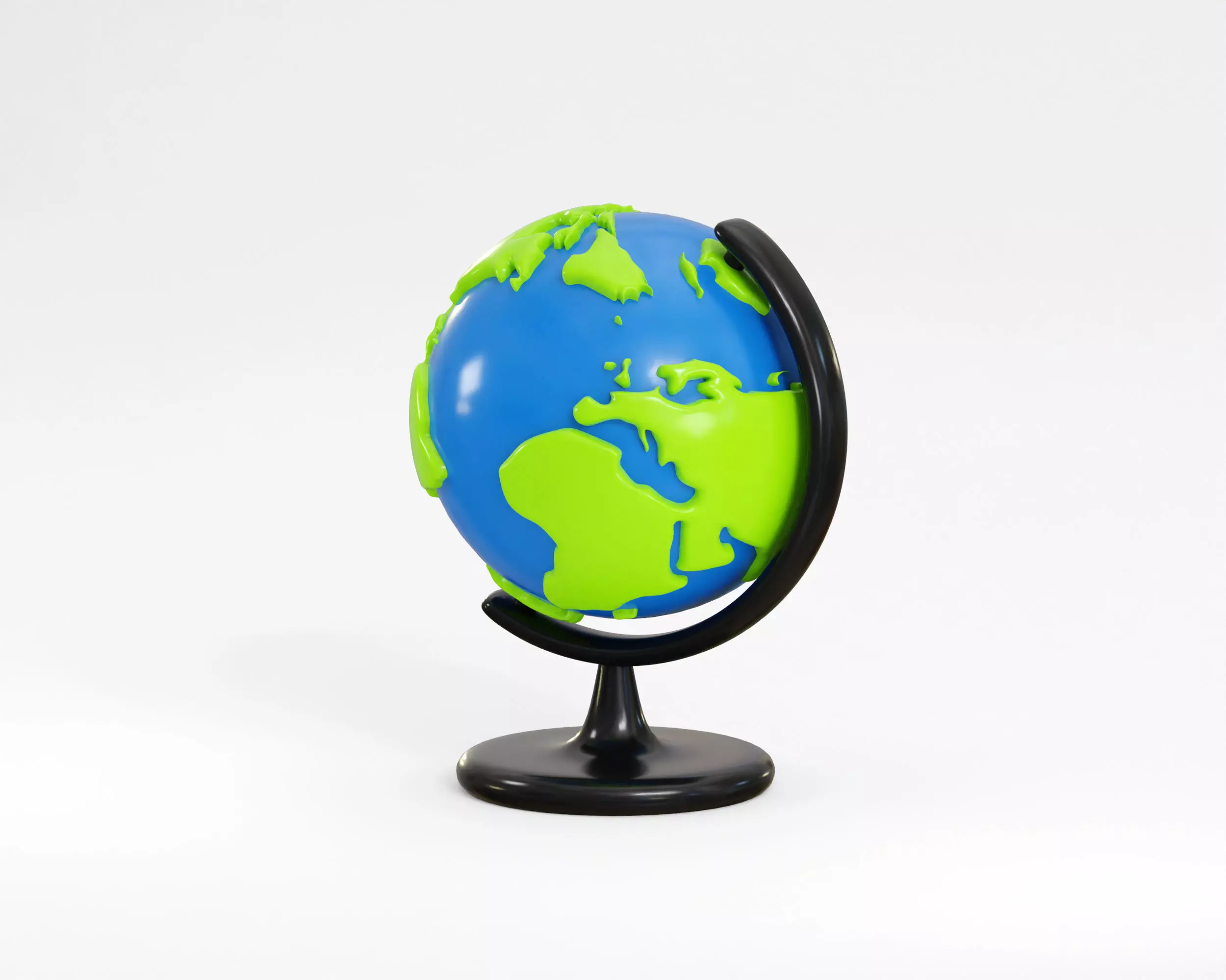 Earth Globe With Stand Low-poly 3D model_4