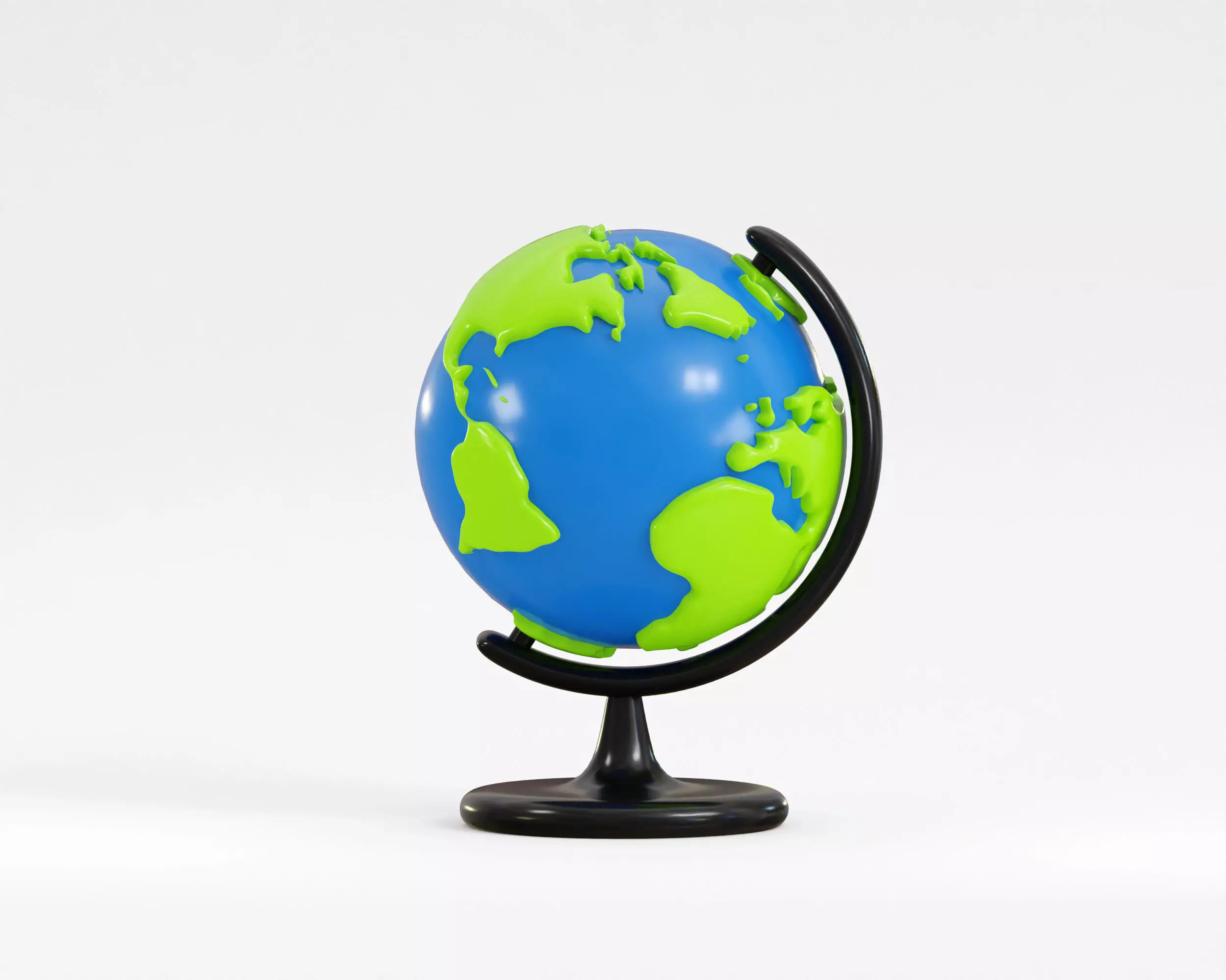 Earth Globe With Stand Low-poly 3D model_0