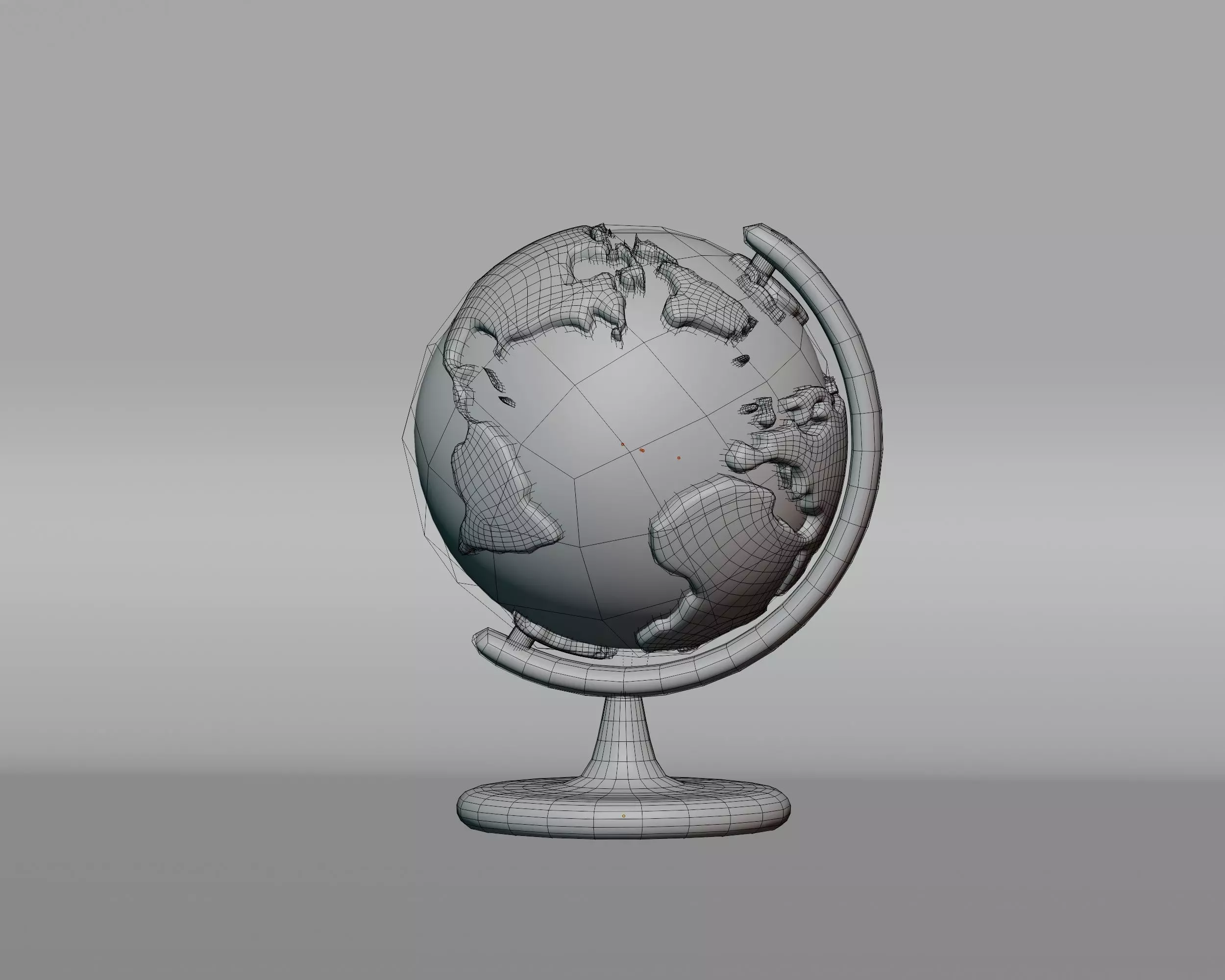 Earth Globe With Stand Low-poly 3D model_1