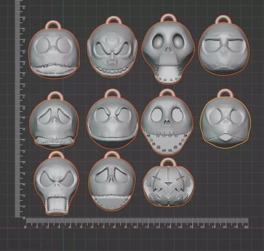 Jack Skellington  - 11 Spherical Christmas Tree Ornaments  3D print model_2