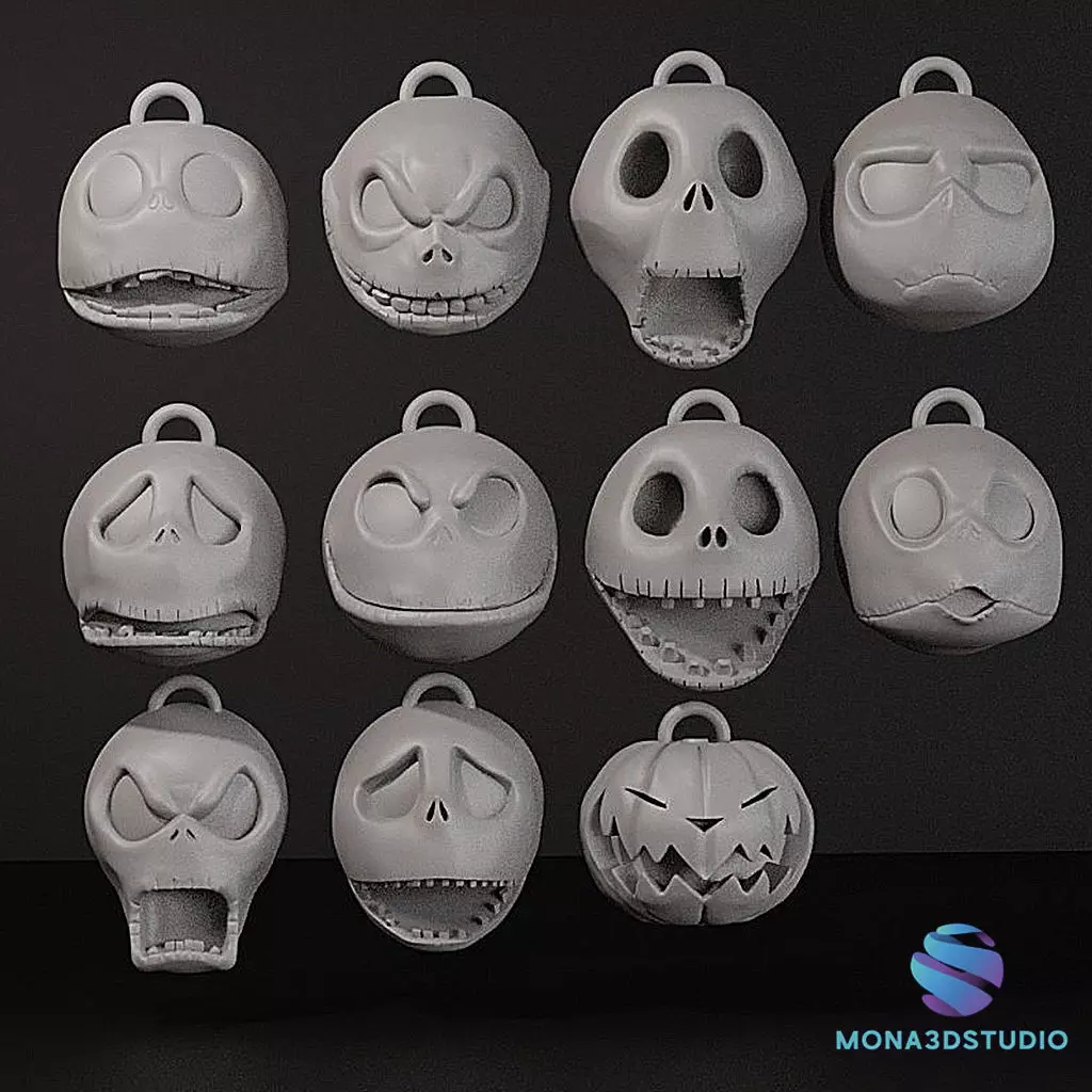 Jack Skellington  - 11 Spherical Christmas Tree Ornaments  3D print model_1