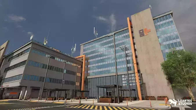 Modern Hospital Low-poly 3D model 3