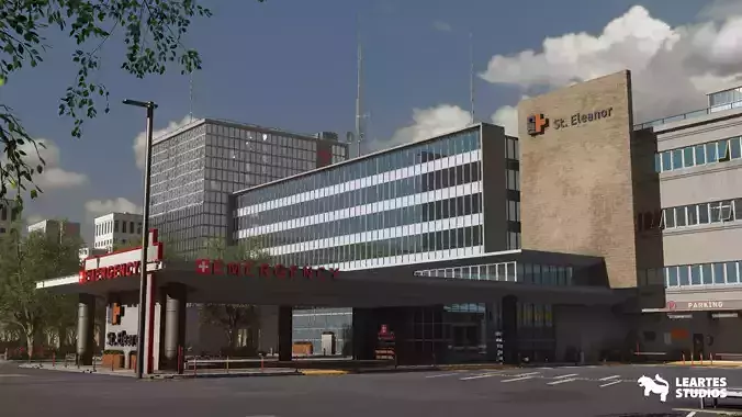 Modern Hospital Low-poly 3D model