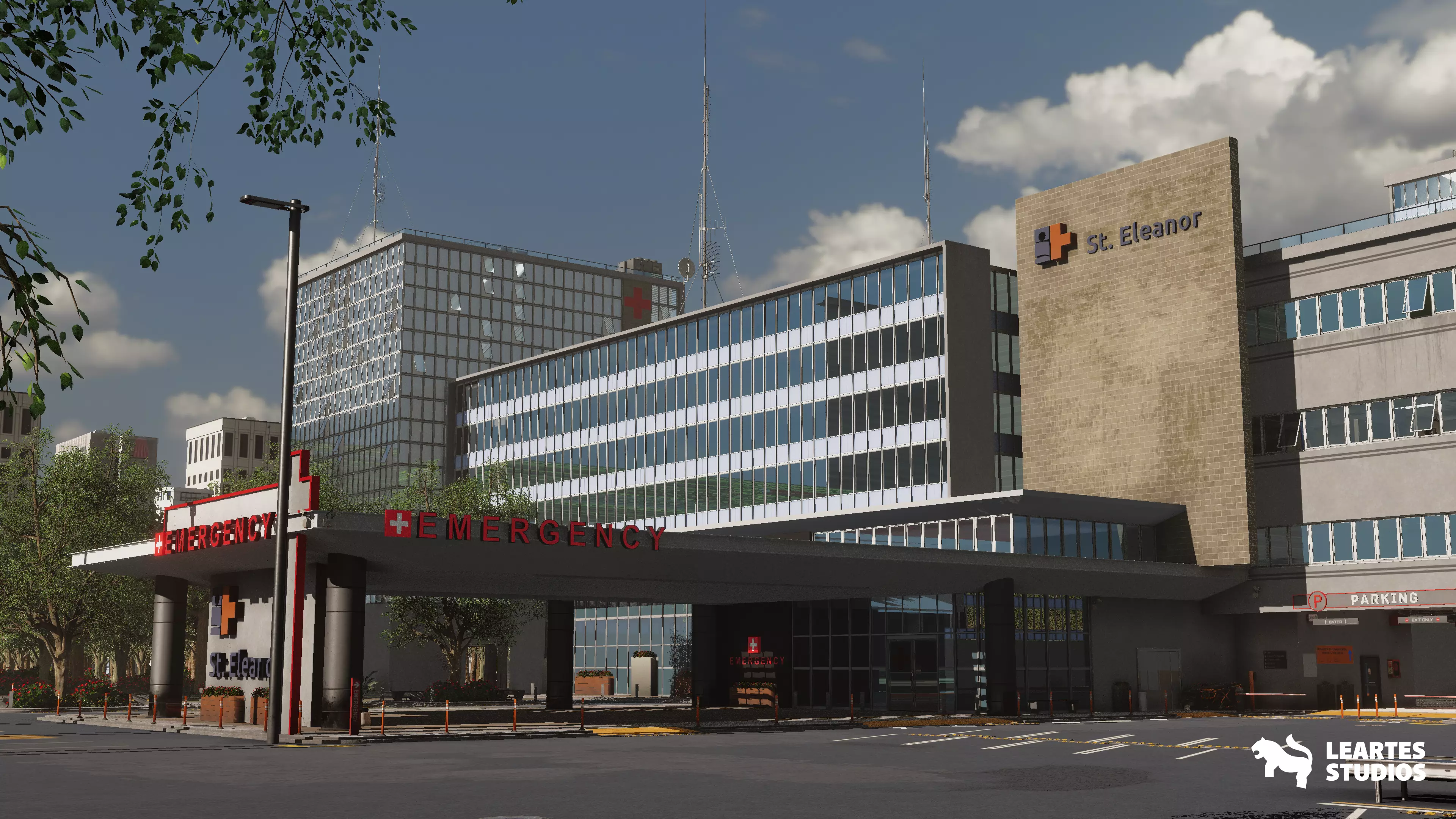 Modern Hospital Low-poly 3D model