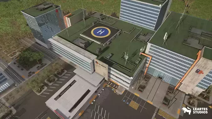 Modern Hospital Low-poly 3D model 7
