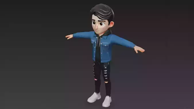 Cartoon Korean Style Boy 3D Model Rigged Character