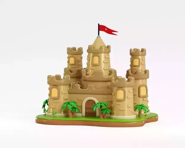 Cartoon Kingdom castle with tower