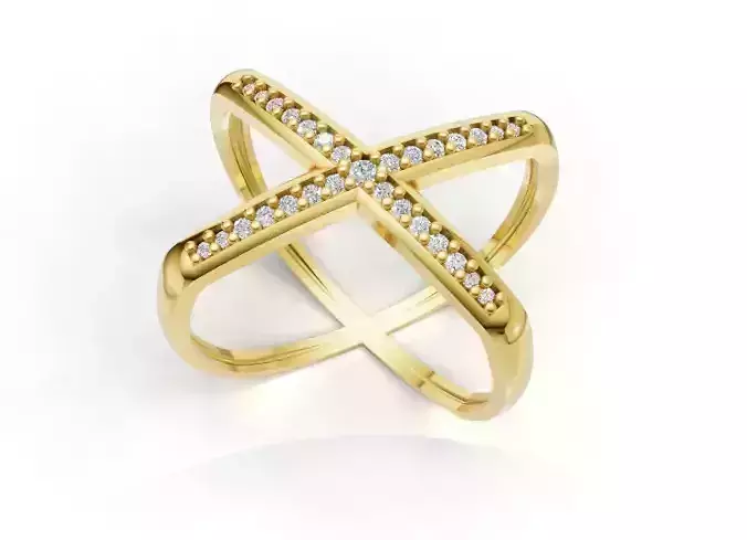 Anel em X cravejado