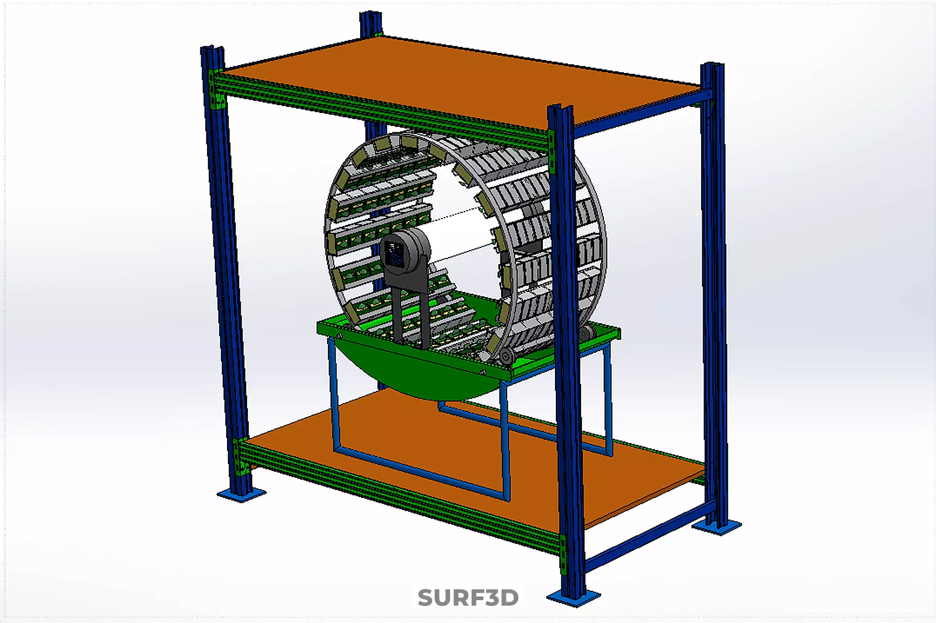 ROTARY HYDROPONIC PLANT FARM CAGE MODULAR FRAME SHELF RACK TRAY 3D model_30