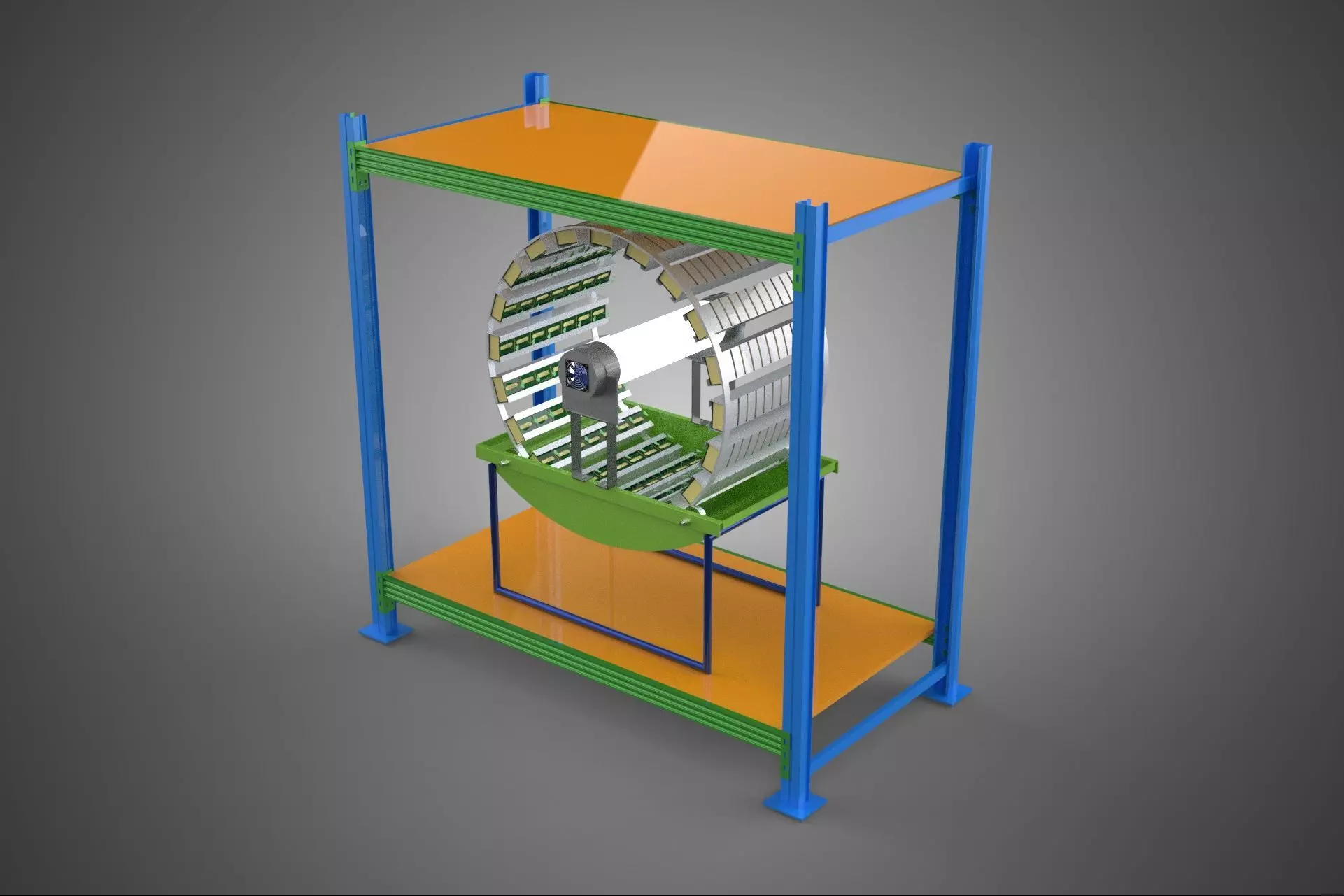 ROTARY HYDROPONIC PLANT FARM CAGE MODULAR FRAME SHELF RACK TRAY 3D model_0