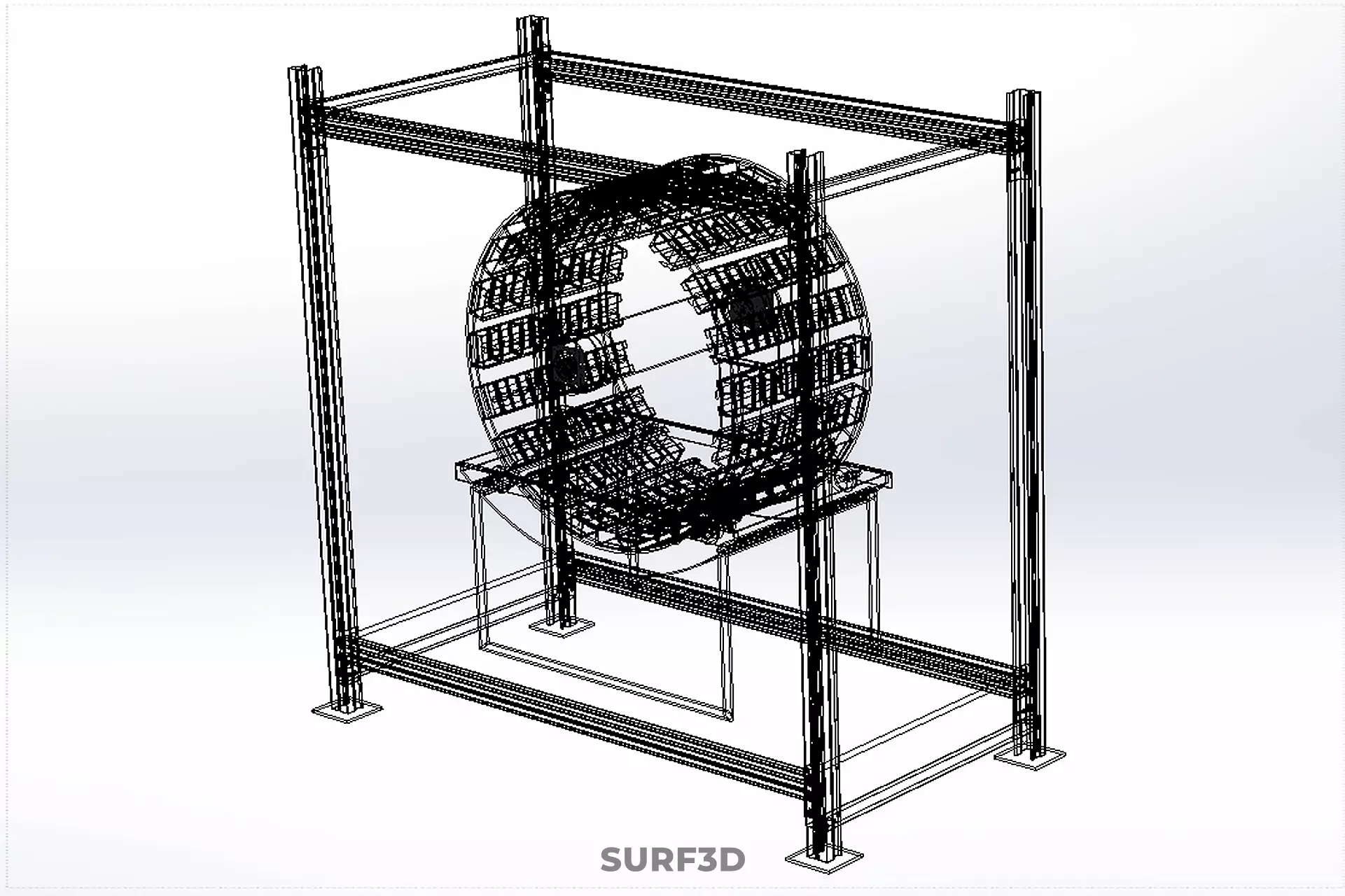 ROTARY HYDROPONIC PLANT FARM CAGE MODULAR FRAME SHELF RACK TRAY 3D model_29