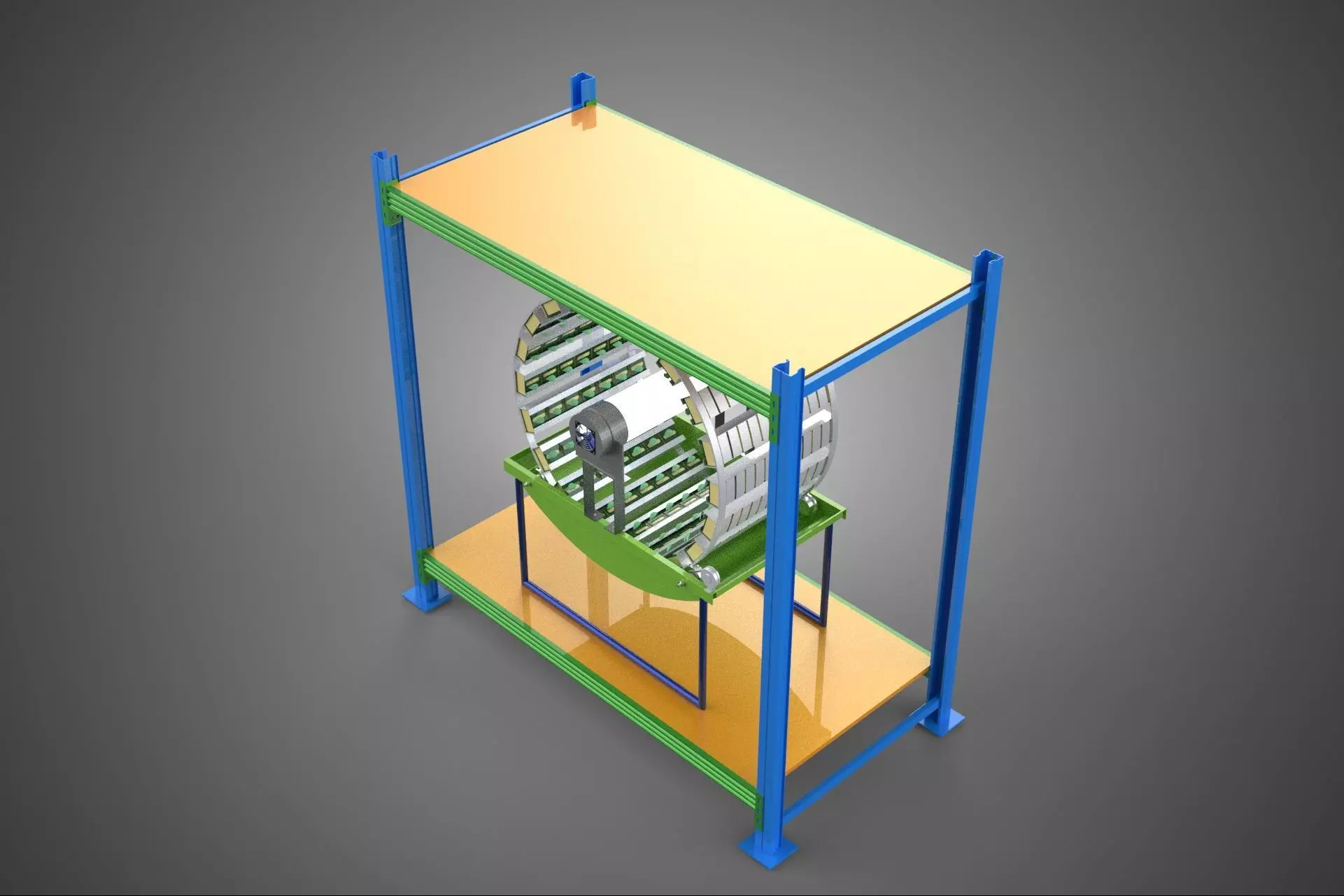 ROTARY HYDROPONIC PLANT FARM CAGE MODULAR FRAME SHELF RACK TRAY 3D model_2