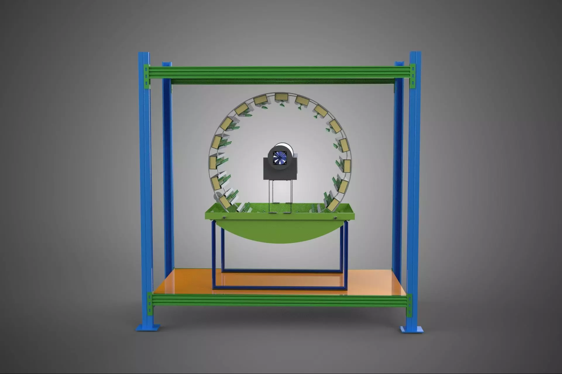 ROTARY HYDROPONIC PLANT FARM CAGE MODULAR FRAME SHELF RACK TRAY 3D model_9