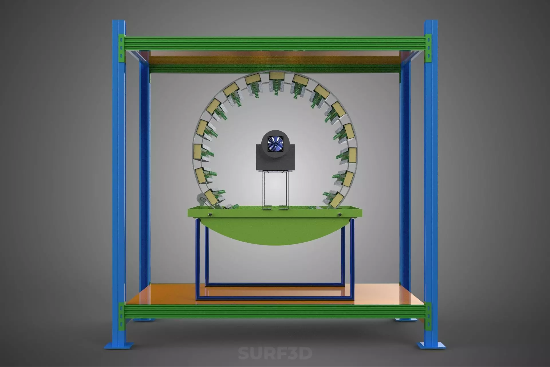 ROTARY HYDROPONIC PLANT FARM CAGE MODULAR FRAME SHELF RACK TRAY 3D model_22