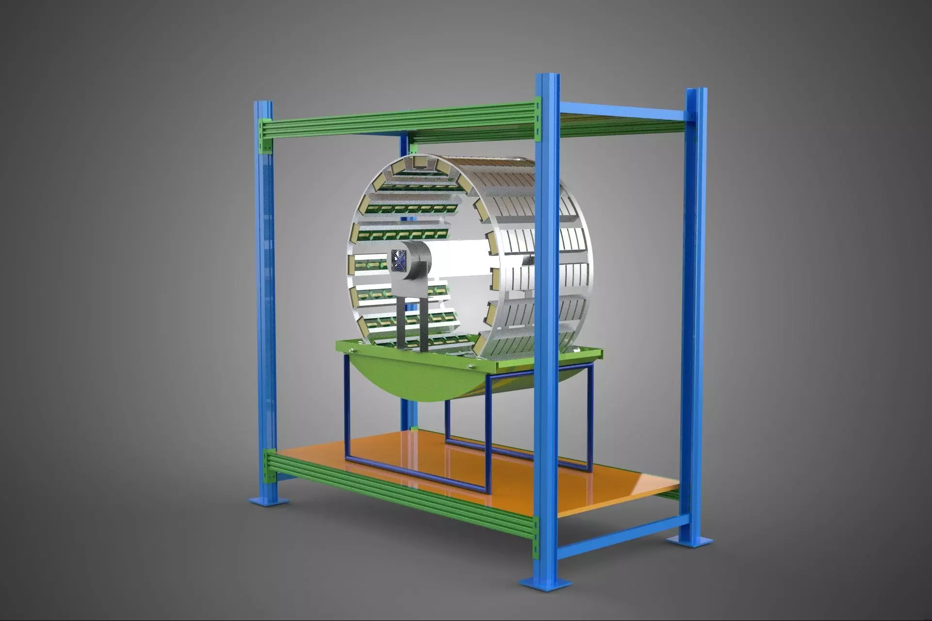 ROTARY HYDROPONIC PLANT FARM CAGE MODULAR FRAME SHELF RACK TRAY 3D model_10