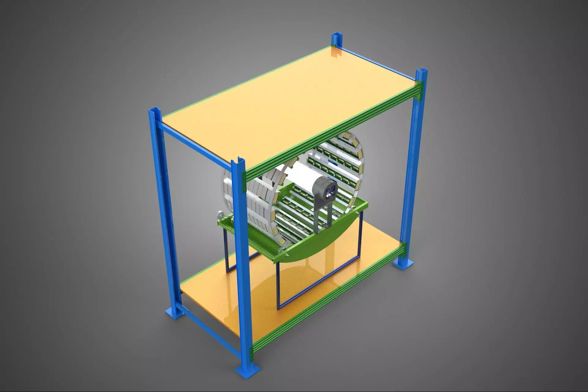 ROTARY HYDROPONIC PLANT FARM CAGE MODULAR FRAME SHELF RACK TRAY 3D model_4