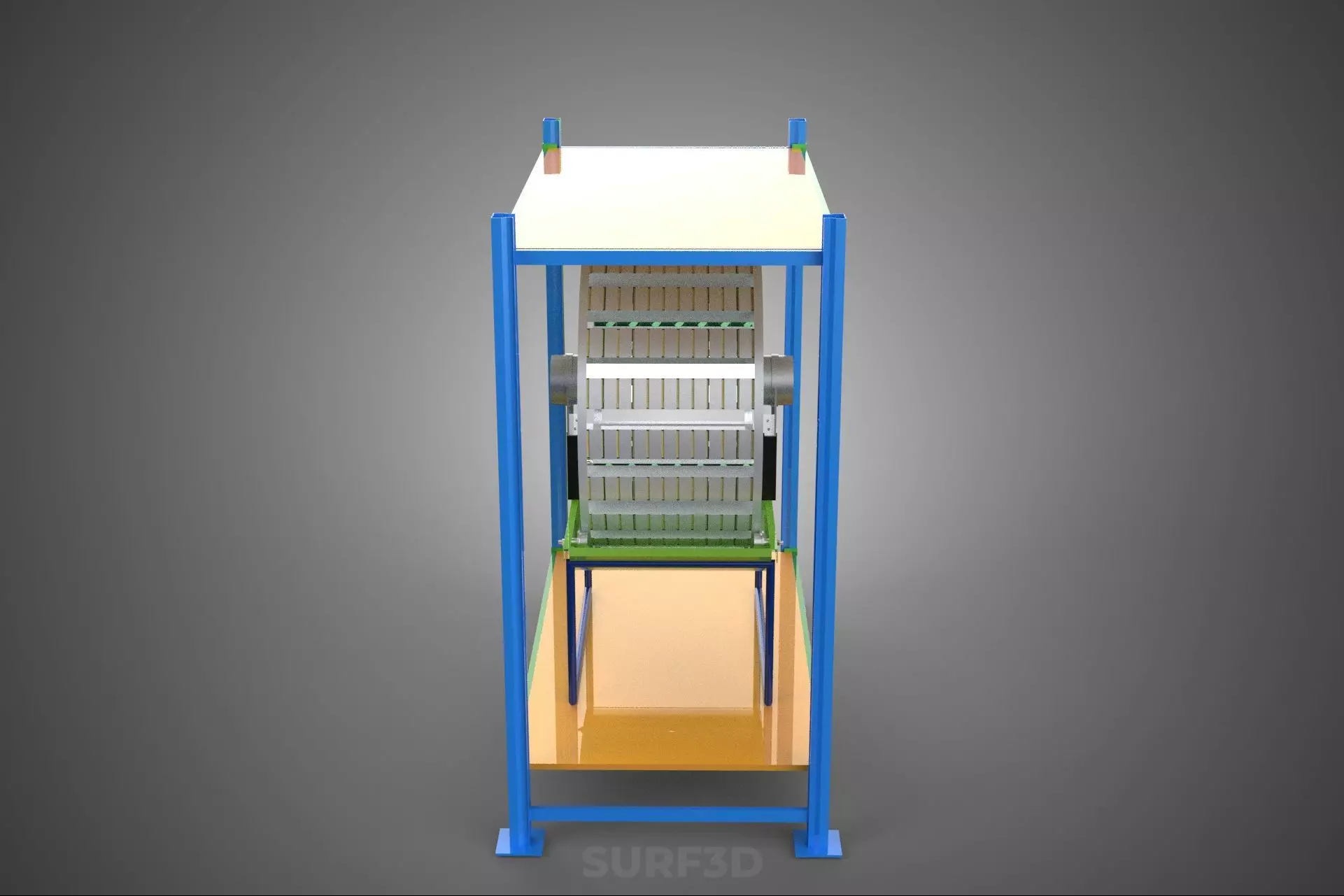 ROTARY HYDROPONIC PLANT FARM CAGE MODULAR FRAME SHELF RACK TRAY 3D model_21