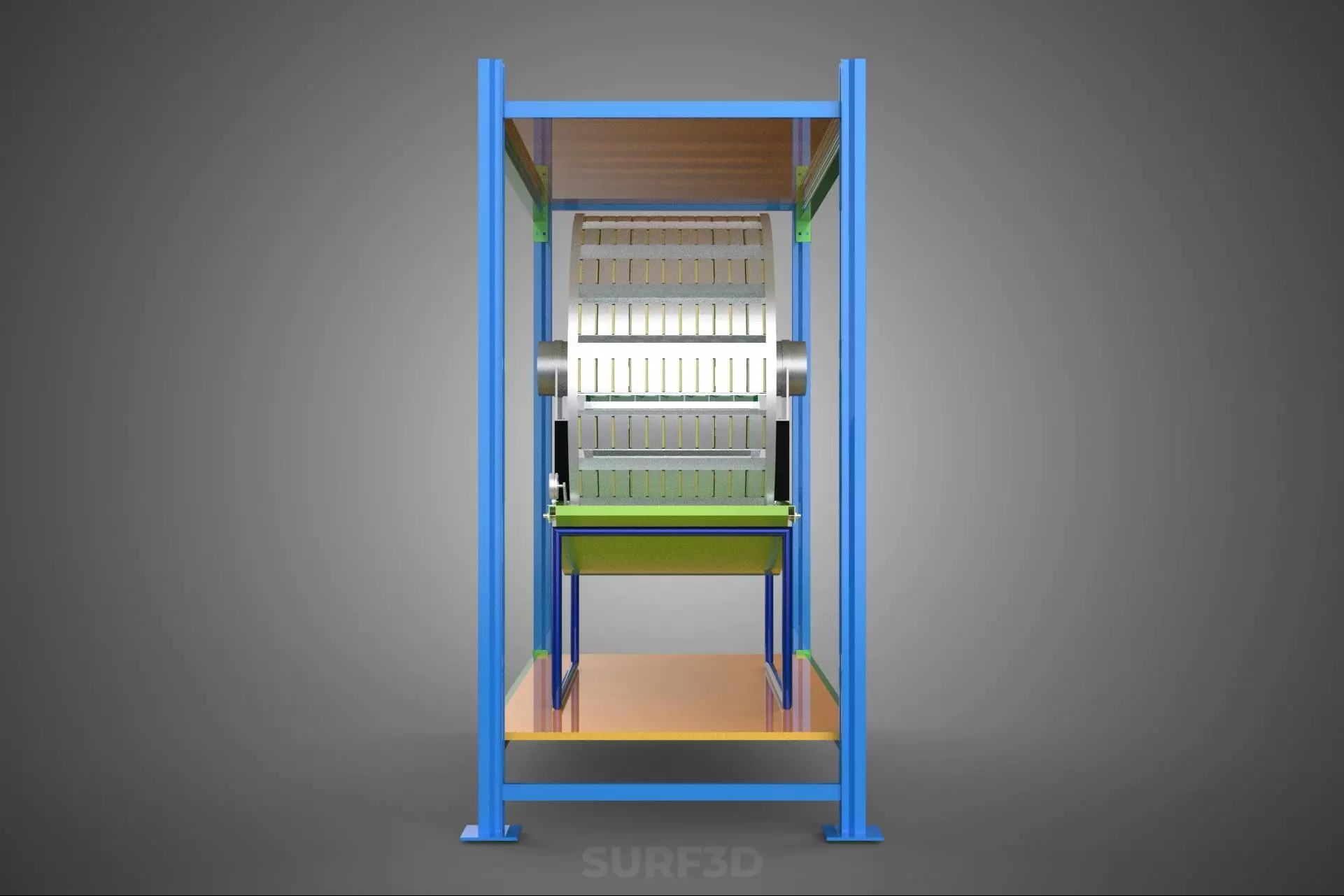 ROTARY HYDROPONIC PLANT FARM CAGE MODULAR FRAME SHELF RACK TRAY 3D model_19