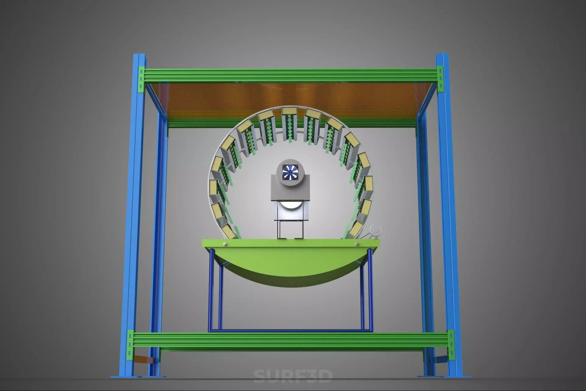 ROTARY HYDROPONIC PLANT FARM CAGE MODULAR FRAME SHELF RACK TRAY 3D model_11