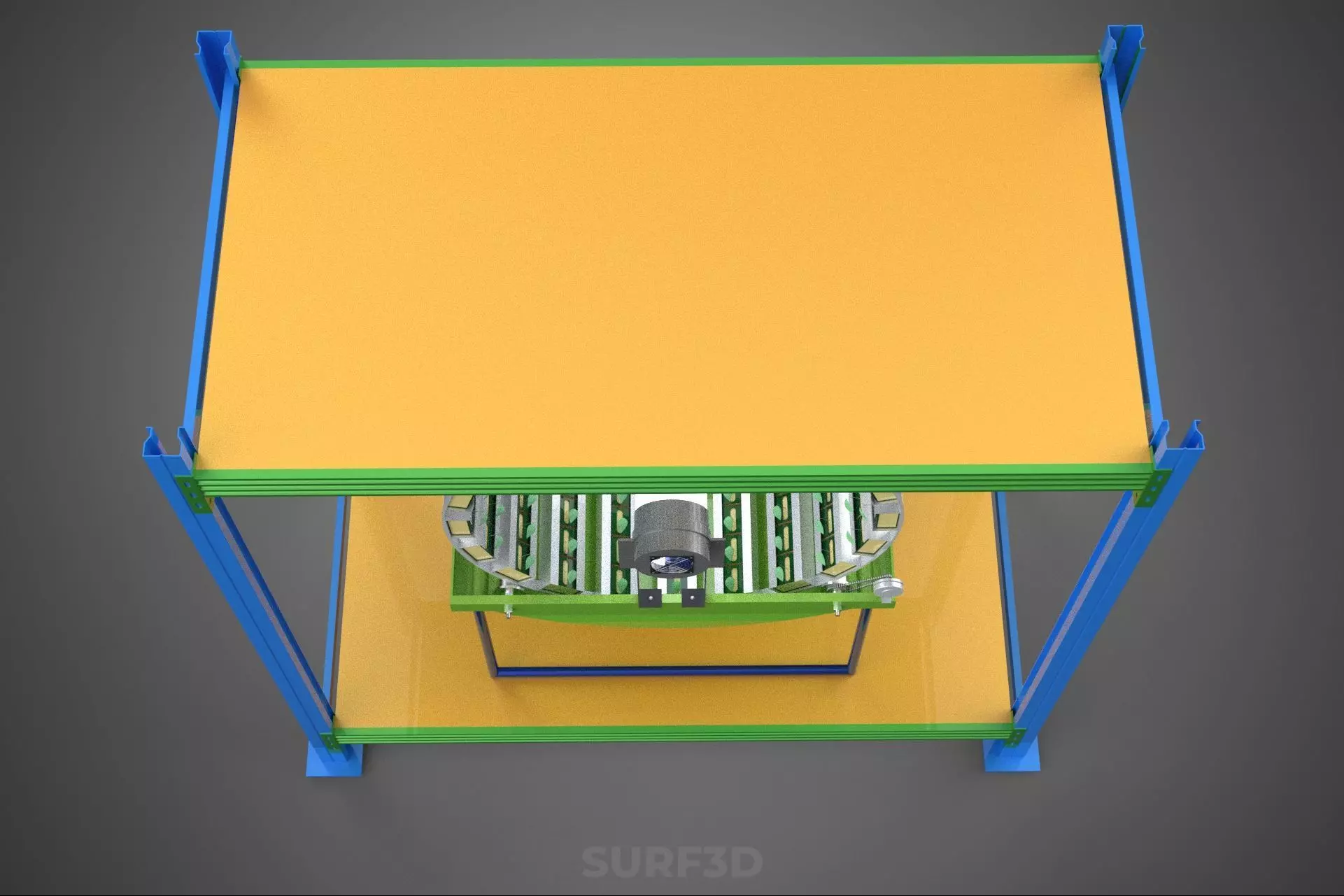 ROTARY HYDROPONIC PLANT FARM CAGE MODULAR FRAME SHELF RACK TRAY 3D model_18