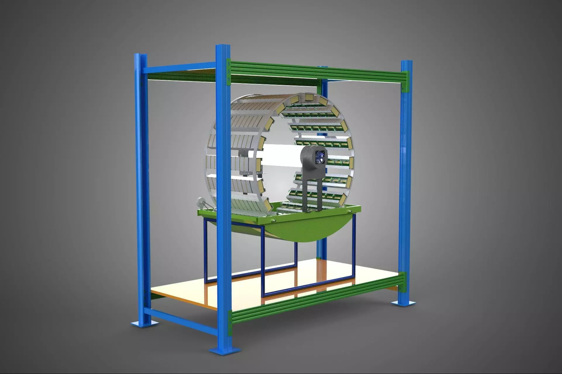 ROTARY HYDROPONIC PLANT FARM CAGE MODULAR FRAME SHELF RACK TRAY 3D model_8