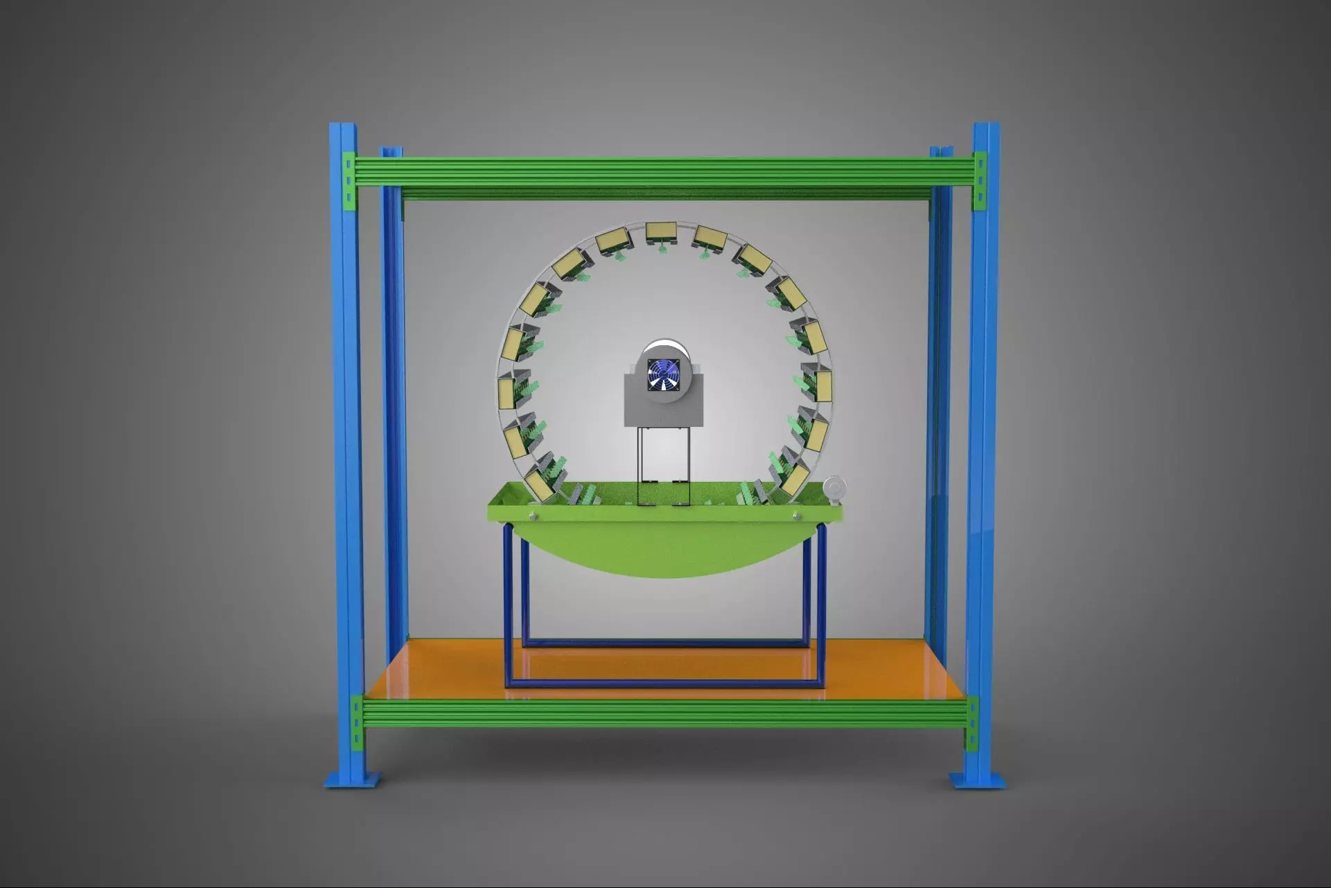 ROTARY HYDROPONIC PLANT FARM CAGE MODULAR FRAME SHELF RACK TRAY 3D model_5