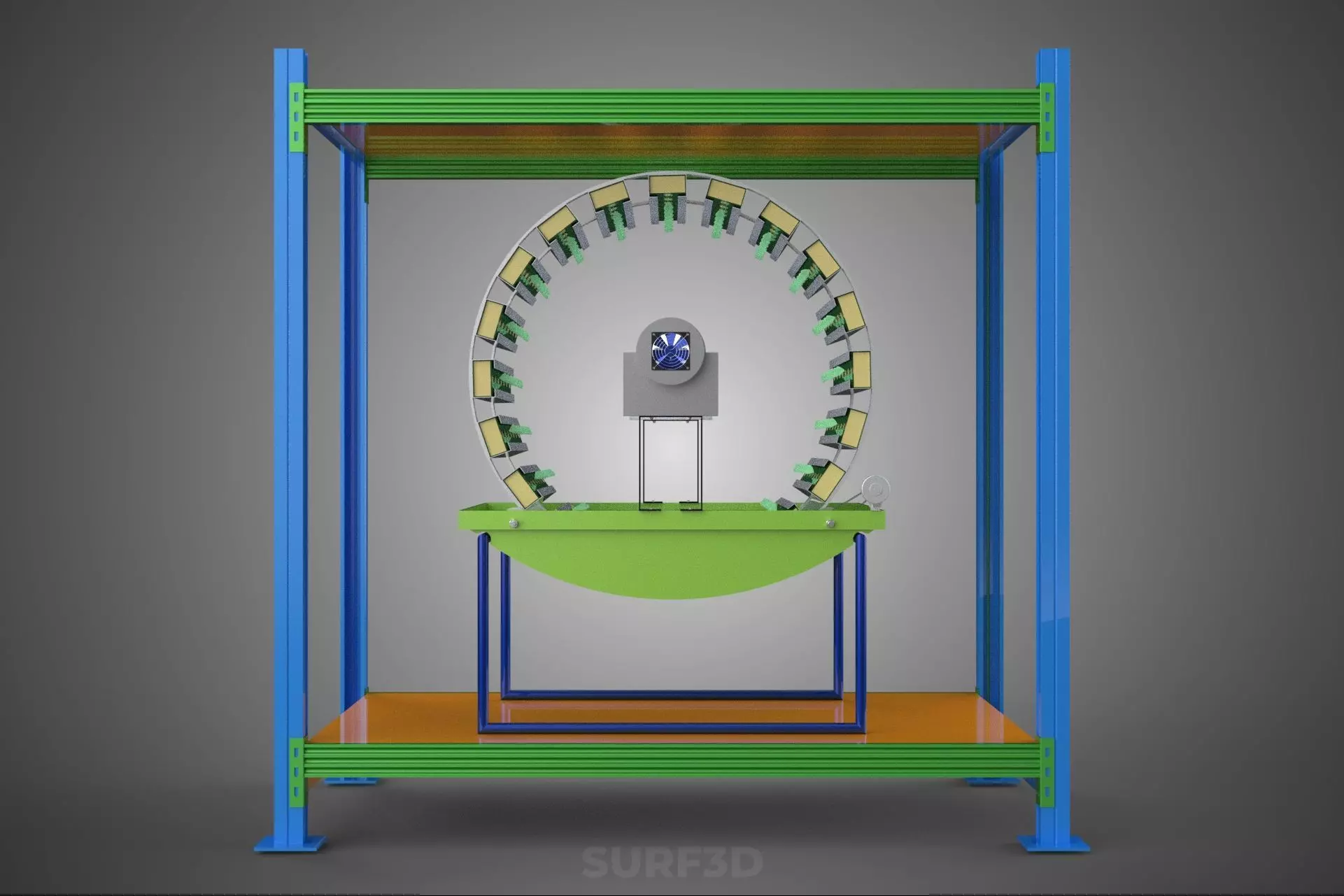 ROTARY HYDROPONIC PLANT FARM CAGE MODULAR FRAME SHELF RACK TRAY 3D model_24