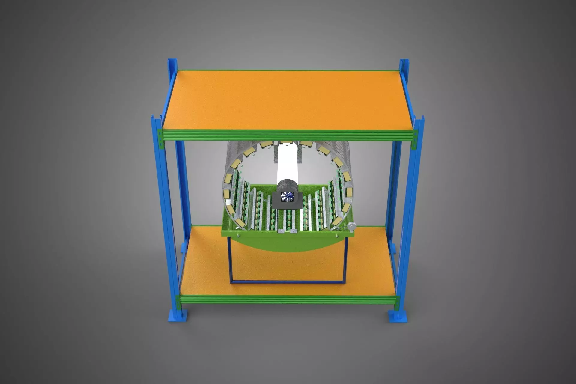 ROTARY HYDROPONIC PLANT FARM CAGE MODULAR FRAME SHELF RACK TRAY 3D model_1