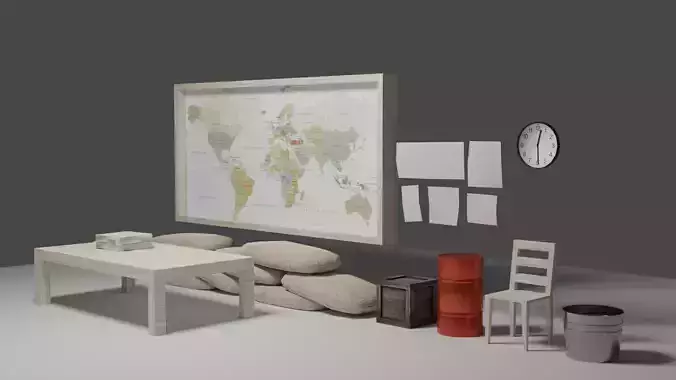 Low poly game ready prop assets Low-poly 3D model