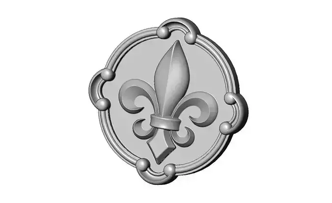 Round royal lily carved corner scrolls arc frame rosette relief 3D print model