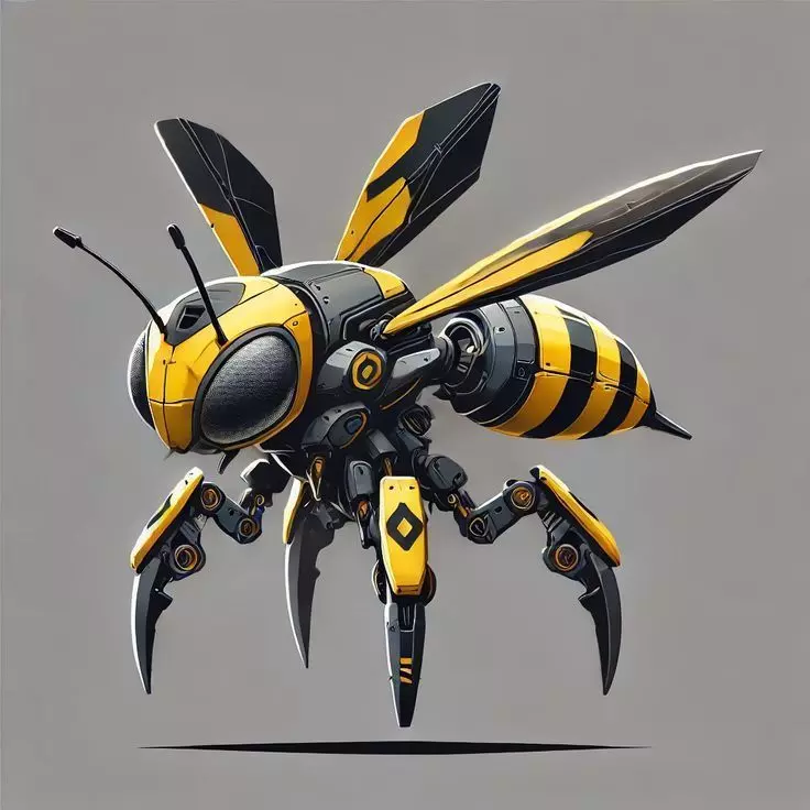 Futuristic Robotic Bee Cyberpunk Mecha Insect Design 3D model