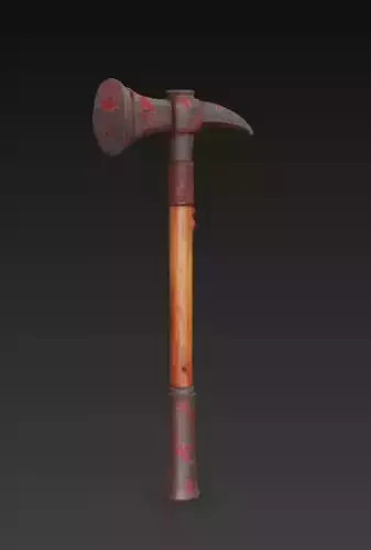 Bloody Warhammer 3D Horror Weapon Blood Stains Wooden Handle