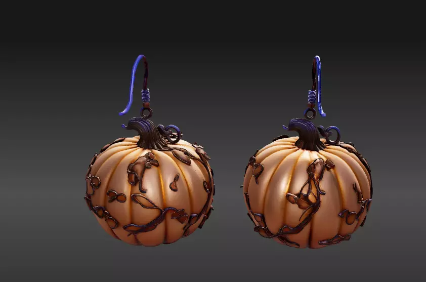 Halloween Pumpkin Earrings Cute Spooky 3D Printable 3D print model_8