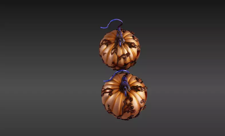 Halloween Pumpkin Earrings Cute Spooky 3D Printable 3D print model_5