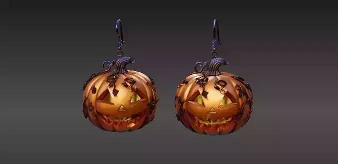 Halloween Pumpkin Earrings Cute Spooky 3D Printable 3D print model Halloween Pumpkin Earrings Cute Spooky 3D Printable 3D print model