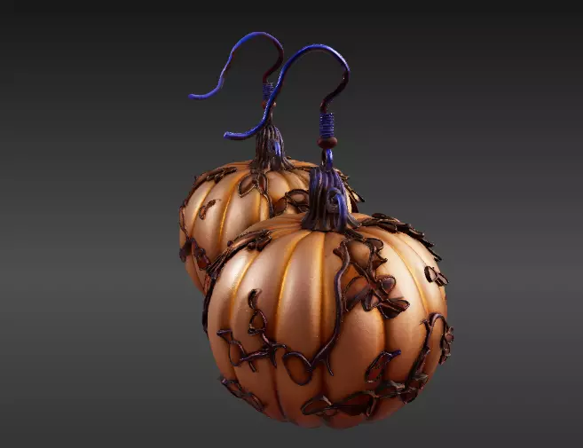 Halloween Pumpkin Earrings Cute Spooky 3D Printable 3D print model_7