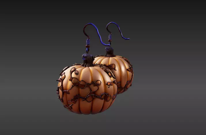 Halloween Pumpkin Earrings Cute Spooky 3D Printable 3D print model_1