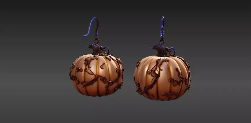 Halloween Pumpkin Earrings Cute Spooky 3D Printable 3D print model_3