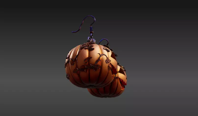 Halloween Pumpkin Earrings Cute Spooky 3D Printable 3D print model_4