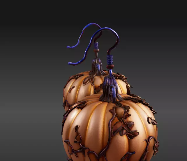 Halloween Pumpkin Earrings Cute Spooky 3D Printable 3D print model_6