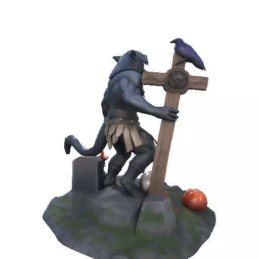 2412COLORFUL Werewolf Howling  3D Model  monster 3D print model_19