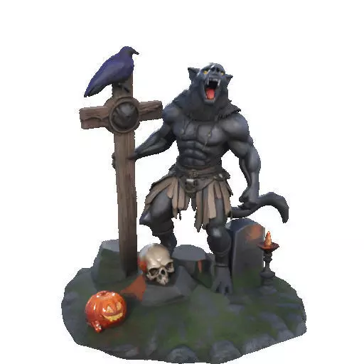 2412COLORFUL Werewolf Howling  3D Model  monster 3D print model_8