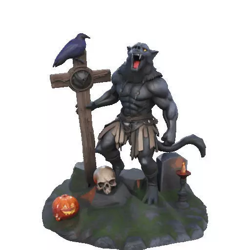 2412COLORFUL Werewolf Howling  3D Model  monster 3D print model_7