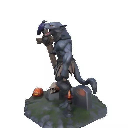 2412COLORFUL Werewolf Howling  3D Model  monster 3D print model_32
