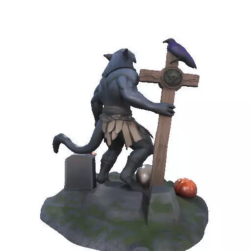 2412COLORFUL Werewolf Howling  3D Model  monster 3D print model_20